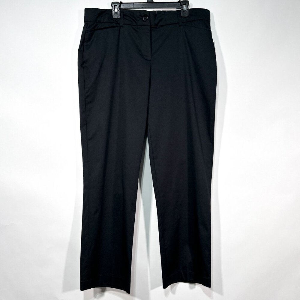 NWT Kim Rogers Black Curvy Straight Leg Sits At Waist Tummy‎ Panel Pants Size 18